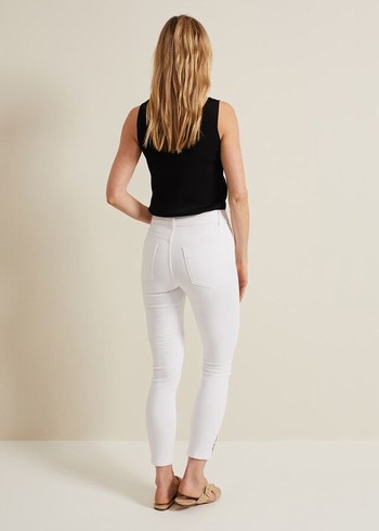 Phase Eight Joelle Button Detail Skinny Trousers White Canada | PDEUBF-694